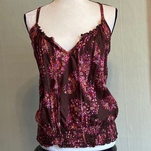 3/$15 CR Large Brown floral tank w/ties